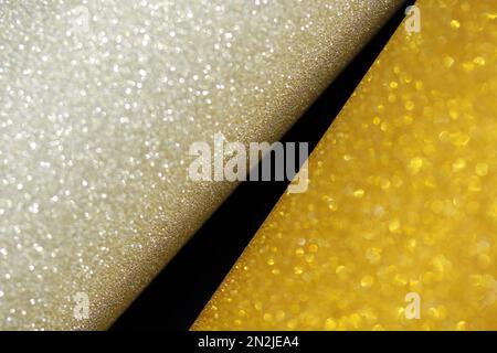 gold silver glitter paper abstract, sparkle lights and bokeh, natural grunge texture background Stock Photo
