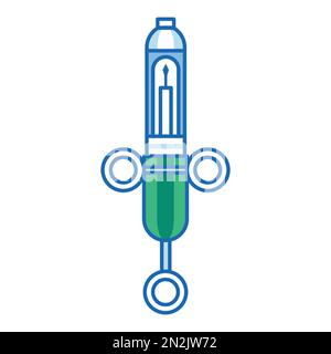 Dental Injection Syringe Illustration in Line Art Stock Vector