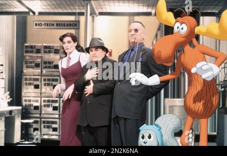 THE ADVENTURES OF ROCKY AND BULLWINKLE 2000 Universal Pictures film with from left: June Foray, Jason Alexander and Robert De Niro. Stock Photo