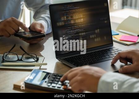 software engineer working on a laptop Website application development Technology concepts Stock Photo