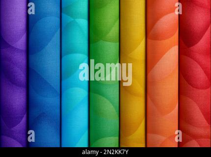 Stack of colorful cotton quilting fabrics as a background image Stock Photo