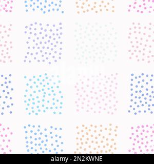 Seamless gentle polka dots pattern. Color hand-drawn circles on pastel background. Abstract square of points ornament. Vector cell illustration for wa Stock Vector