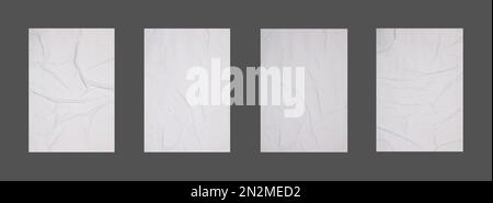 Collection of creased blank posters on grey background. Banner design Stock Photo