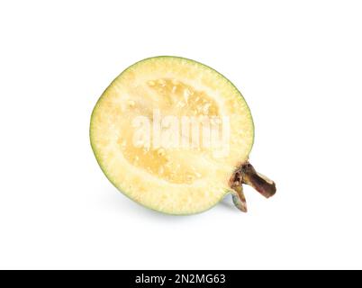 Half of delicious feijoa on white background Stock Photo