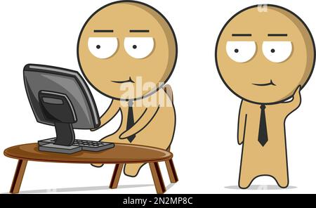 Office workers in the office at the computer Stock Vector