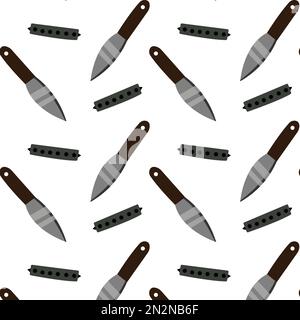 Seamless pattern with knives in goth style. Kitchenware punk style illustration. Stock Vector