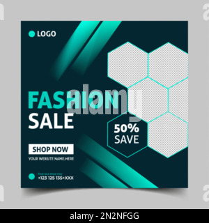 Fashion social media post template. For social media web banner ads. Stock Vector