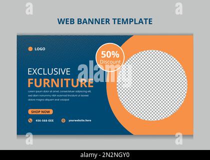 Modern Furniture web banner template. Stock Vector