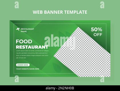 Food Restaurant Web Banner Template. Stock Vector