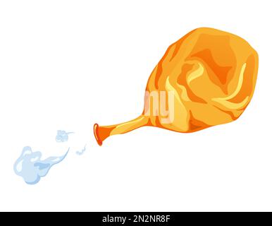 Rubber balloon blowing process. Uninflated latex ballon isolated on white background. Cartoon decorative element for birthday. Vector illustration Stock Vector