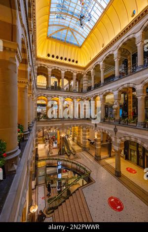 The interior of Magna Plaza shopping arcade in Amsterdam Netherlands. Stock Photo