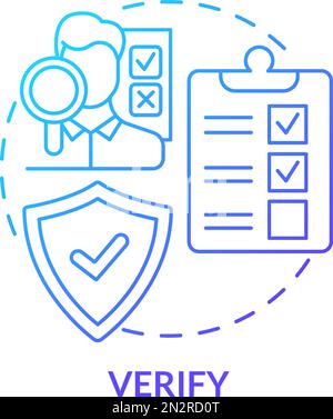 Verify blue gradient concept icon Stock Vector