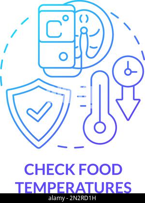 Check food temperatures blue gradient concept icon Stock Vector