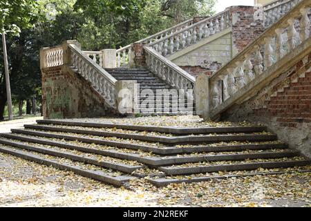 old stairs in the summer park. Stock Photo
