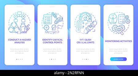 HACCP principles blue gradient onboarding mobile app screen Stock Vector