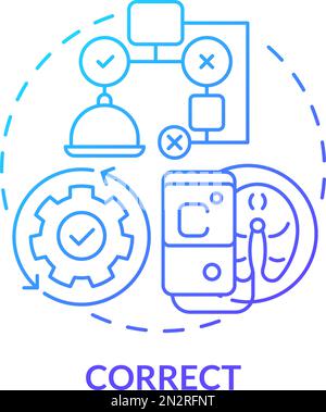 Correct blue gradient concept icon Stock Vector