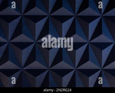 3D wall dark blue panel seamless texture with geometric triangle pattern Stock Photo