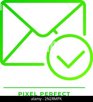 Envelope with checkmark pixel perfect gradient linear vector icon Stock Vector