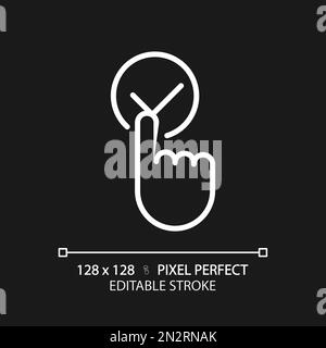 Click accept button pixel perfect white linear icon for dark theme Stock Vector