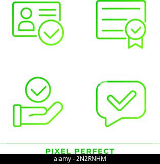 Checkmarks in paper approvement pixel perfect gradient linear vector icons set Stock Vector