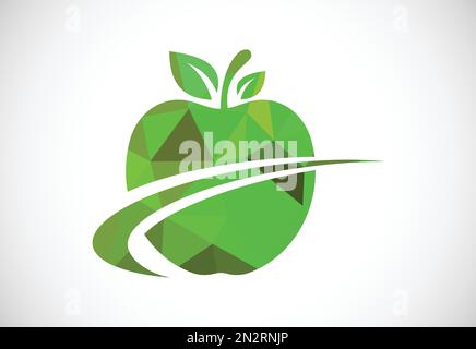 Low poly style abstract apple logo sign symbol in flat style on white background Stock Vector