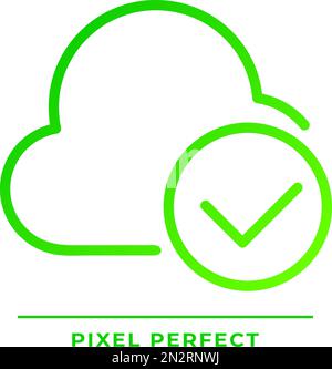 Cloud with check mark pixel perfect gradient linear vector icon Stock Vector