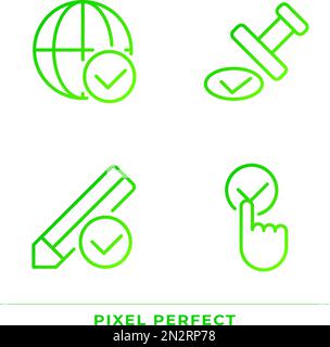 Checkmarks for data approvement pixel perfect gradient linear vector icons set Stock Vector