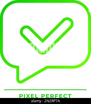 Speech bubble with tick pixel perfect gradient linear vector icon Stock Vector