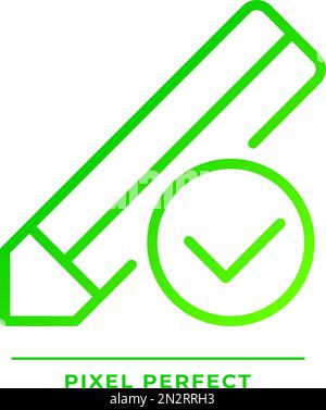Pencil with check mark pixel perfect gradient linear vector icon Stock Vector