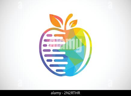 Low poly style apple technology logo sign symbol in flat style on white background Stock Vector