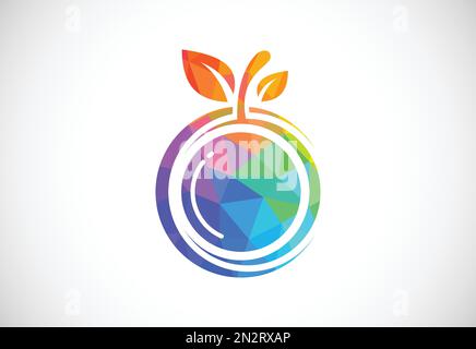 Low poly style abstract apple logo sign symbol in flat style on white background Stock Vector