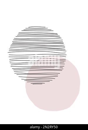 Two abstract circles in black and pink colors Stock Photo