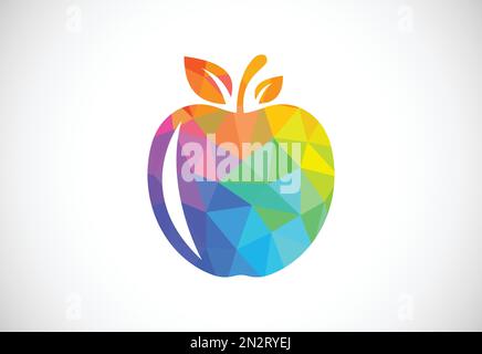 Low poly style abstract apple logo sign symbol in flat style on white background Stock Vector
