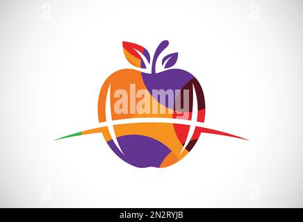 Low poly style abstract apple logo sign symbol in flat style on white background Stock Vector