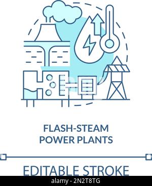 Flash-steam power plant blue concept icon Stock Vector