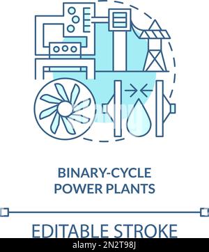 Binary-cycle power plants blue concept icon Stock Vector