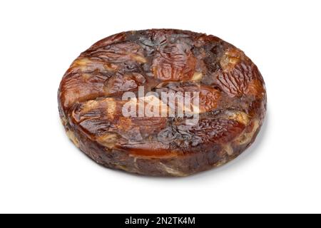 Round date bread with walnuts close up isolated on white background Stock Photo