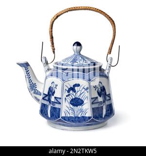 Vintage traditional ceramic Chinese teapot isolated on white background Stock Photo