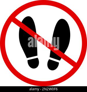 No shoes allowed sign. Strictly no shoes on the floor. Editable vector. Stock Vector
