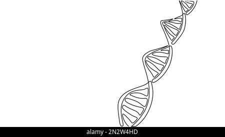 One line continuous DNA code helix symbol concept. Silhouette of ...