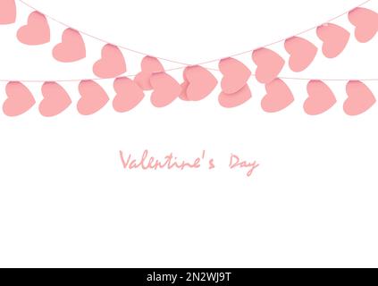 Pink hearts garlands on white Stock Vector
