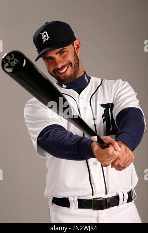 This is a 2016 photo of J.D. Martinez of the Detroit Tigers baseball team.  This image reflects the 2016 active roster as of Saturday, Feb. 27, 2016,  in Lakeland, Fla., when this