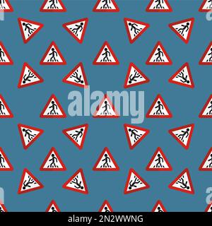 Seamless background of road sings Stock Vector