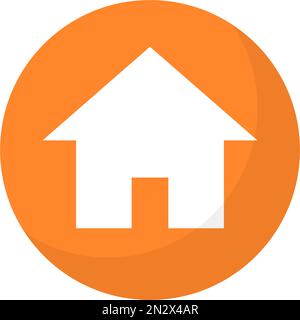 Orange round home button icon. Editable vector. Stock Vector