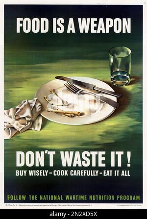 Rationing food is a weapon- US Propaganda Poster - WWII Stock Photo