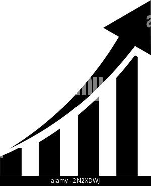 Rapidly growing bar graph silhouette icon. Changes in sales. Editable vector. Stock Vector