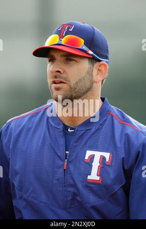 This is a 2015 photo of Mitch Moreland of the Texas Rangers baseball team.  This image reflects the Texas Rangers active roster as of Monday, March 2,  2015, when this image was