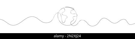 One continuous line drawing of Earth. Vector illustration. Earth globe one line background. Drawing map Stock Vector