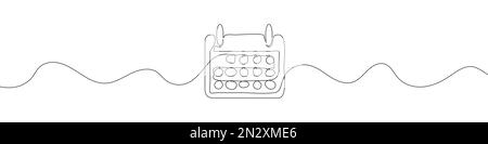 Continuous linear drawing of calendar. Single line drawing of calendar. Vector illustration. Stock Vector