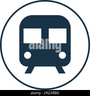 Round train silhouette icon. Railroad. Editable vector. Stock Vector